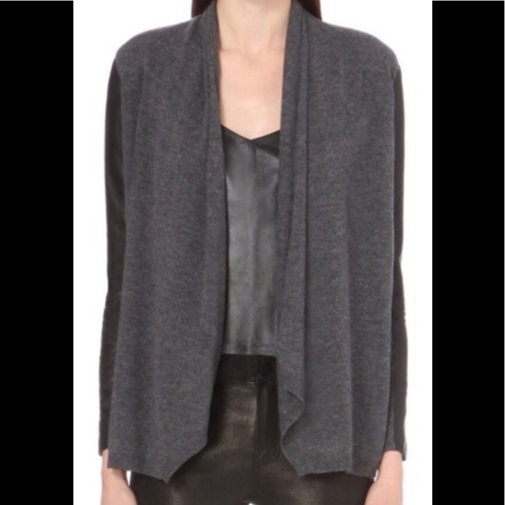 The Kooples leather sleeve cardigan size 0 xs
